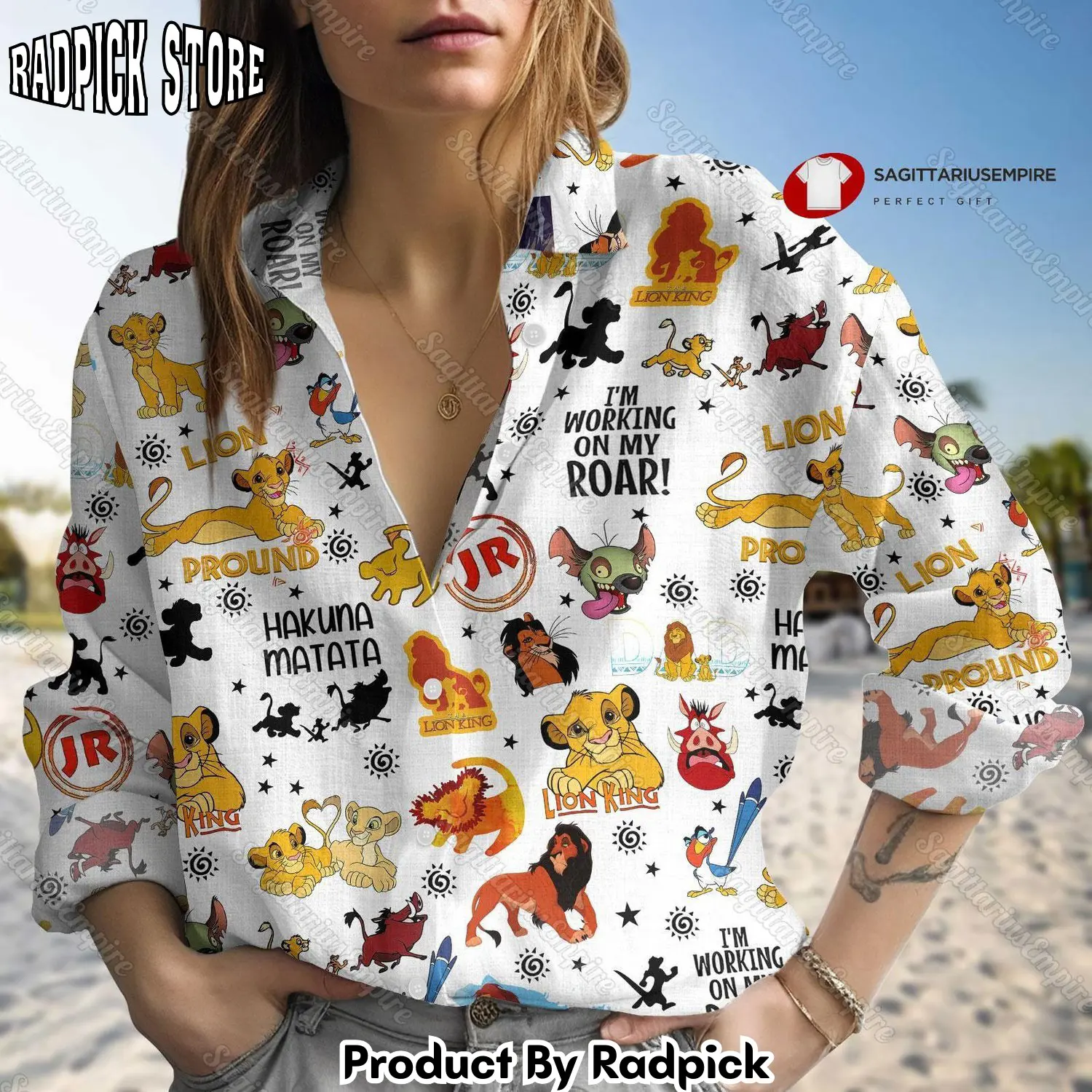 Radpick the lion king linen shirt lion king long sleeve shirt lion king casual shirt lion king shirt disney shirt movie linen button sh rp66265